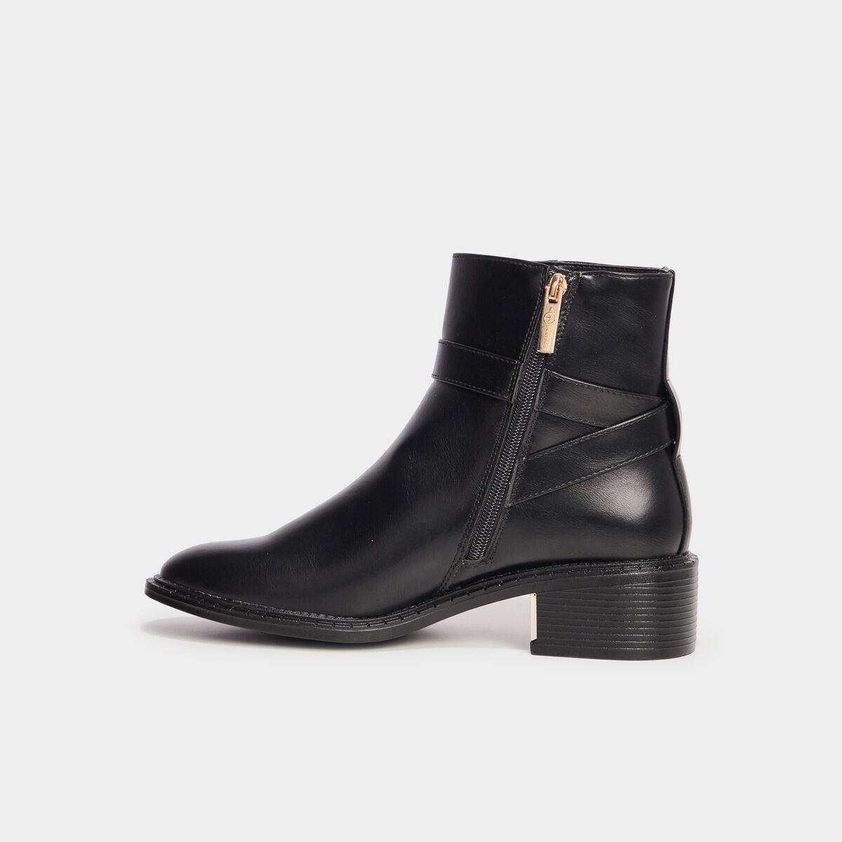 Bottines à talons zippées avec boucles noir femme