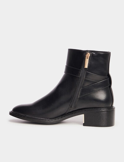 Bottines à talons zippées avec boucles noir femme