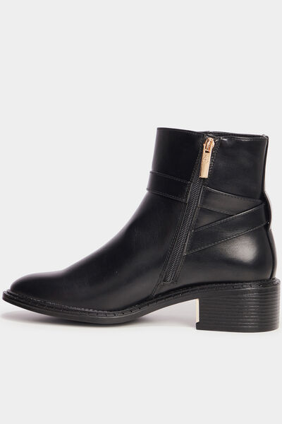 Bottines &agrave; talons zipp&eacute;es avec boucles noir femme