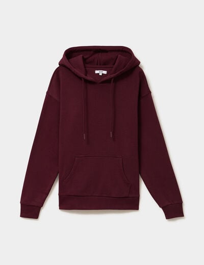 Sweat hoodie 1 poche &agrave; capuche violet fonc&eacute; femme
