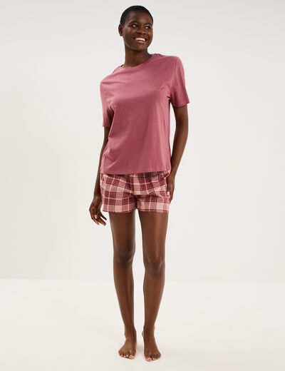 Ensemble pyjama short et t-shirt coton rose femme