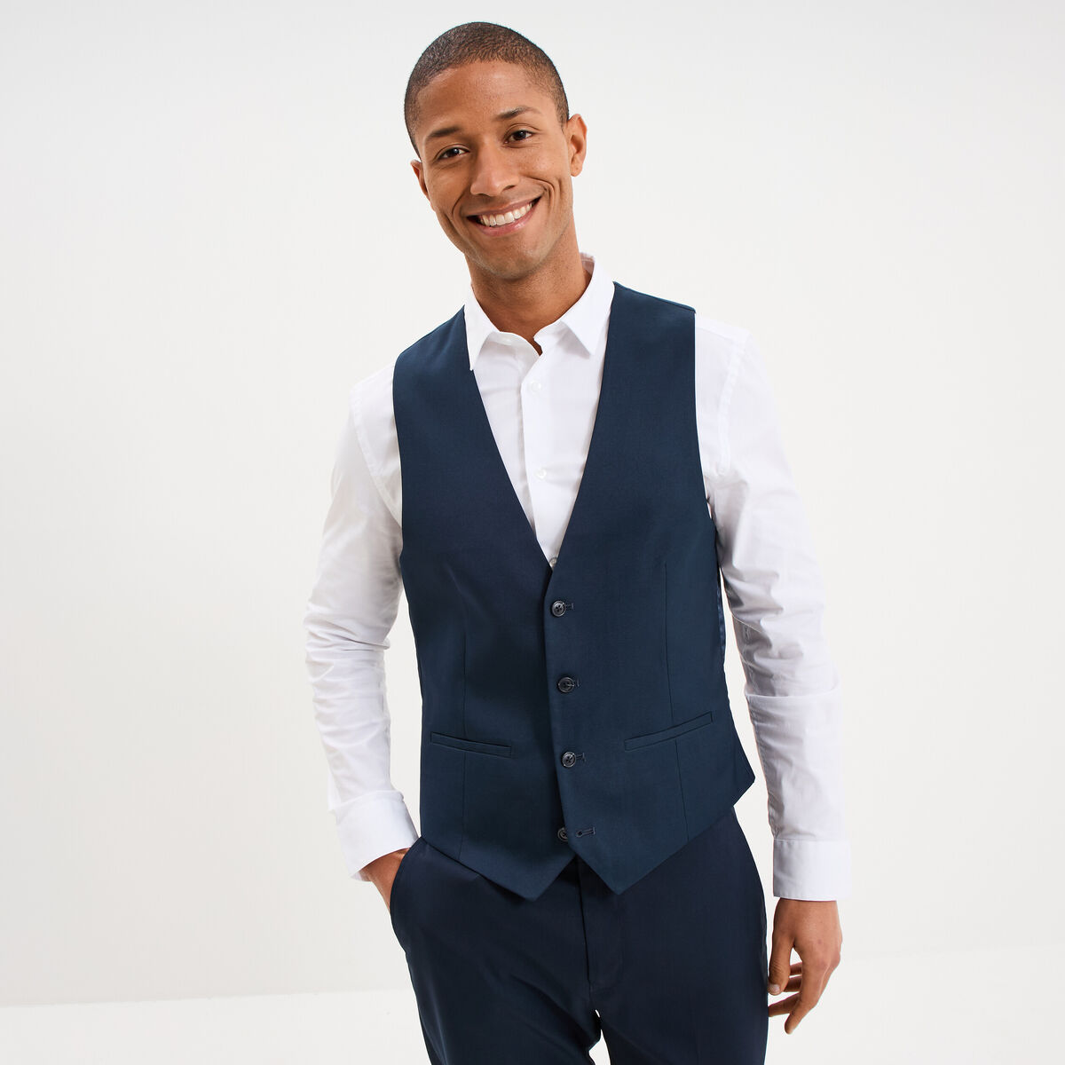Gilet de costume sans manches bleu marine homme
