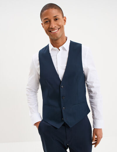 Gilet de costume sans manches bleu marine homme