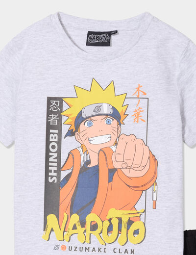 Ensemble pyjama short coton Naruto gris clair garçon