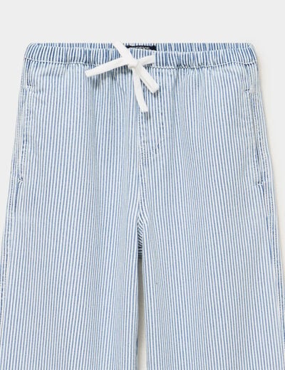 Pantalon droit large taille &eacute;lastiqu&eacute;e bleu fille