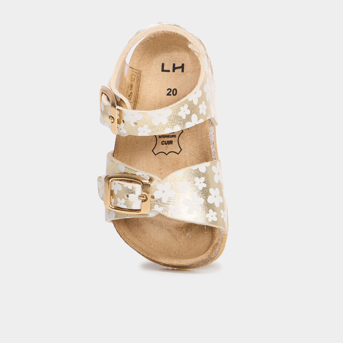 Sandales avec boucles jaune or bébé fille