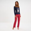 Ensemble pyjama pantalon t-shirt No&euml;l bleu marine femme