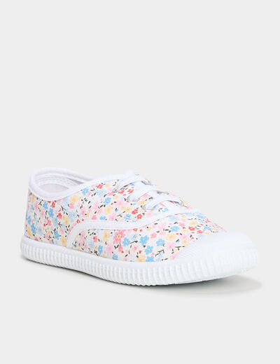Tennis basses en toile ecru fille