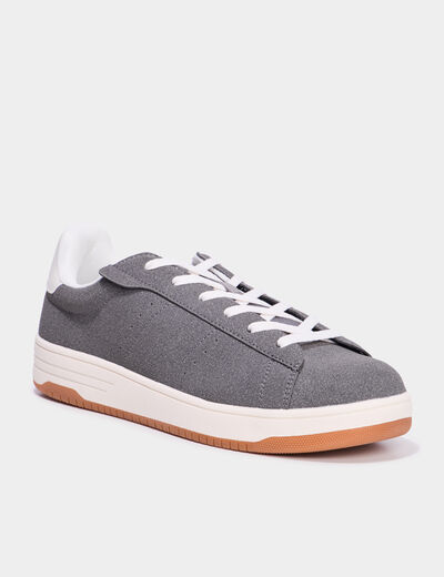 Tennis basses &agrave; lacets gris homme