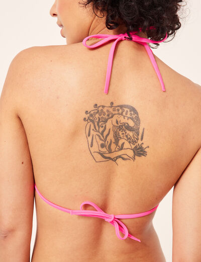 Haut maillot de bain forme triangle rose fluo femme