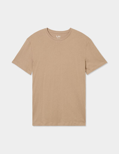 T-shirt en coton manches courtes taupe homme