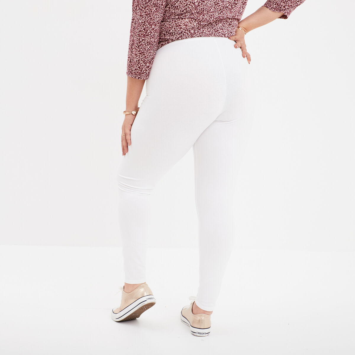 Legging avec taille &eacute;lastiqu&eacute;e blanc femme grande taille