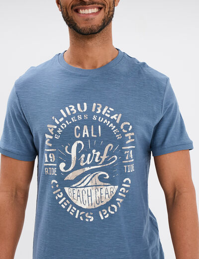 T-shirt droit manches courtes coton bleu foncé homme