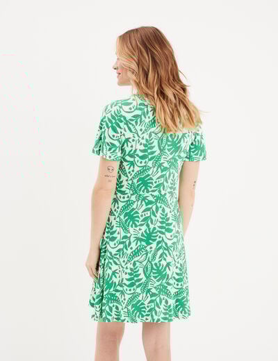 Robe patineuse manches courtes vert femme