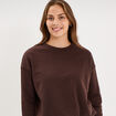 Sweat col rond manches longues marron fonc&eacute; femme