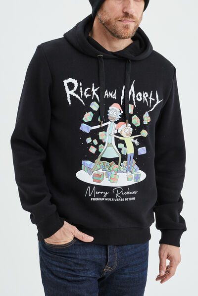 Sweat à capuche de Noël Rick et Morty noir homme