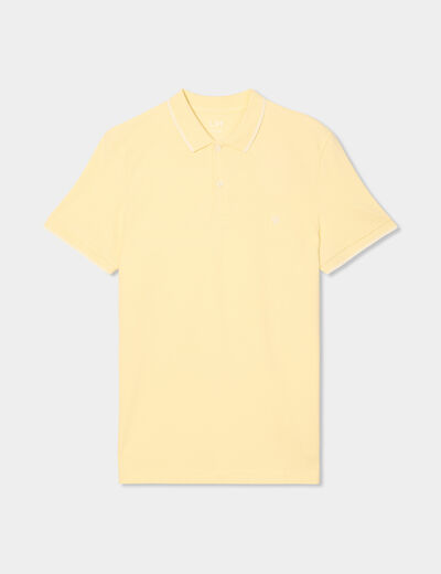 Polo manches courtes bords contrastés jaune clair homme