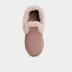 Chaussons fausse fourrure anti-d&eacute;rapants taupe femme