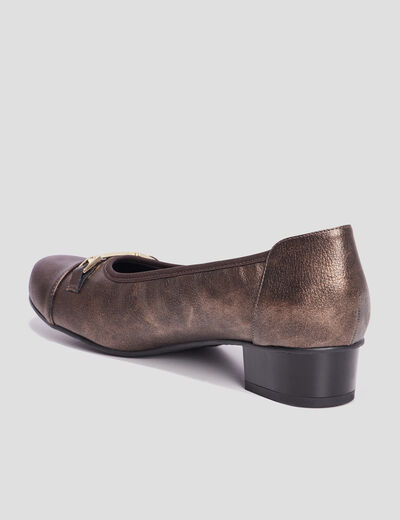 Ballerines à talons pied large marron foncé femme