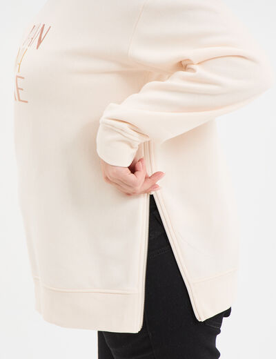 Sweat allaitement manches longues beige femme maternité