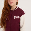 Gilet teddy boutonné coton majoritaire bordeaux fille