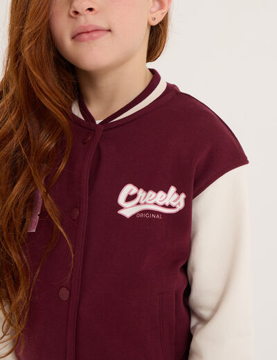 Gilet teddy boutonné coton majoritaire bordeaux fille