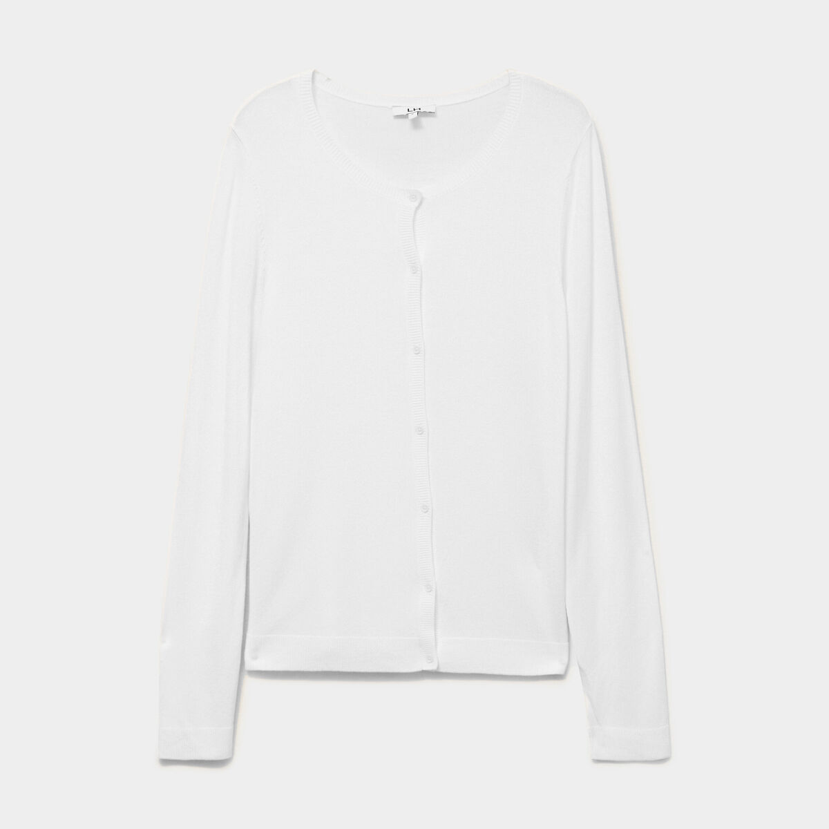 Gilet col rond manches longues blanc femme