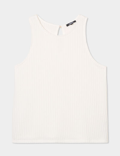 Débardeur effet crochet blanc femme