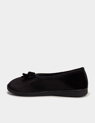 Chaussons ballerines avec noeuds noir femme