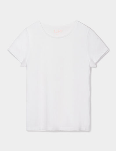 T-shirt manches courtes en coton blanc fille