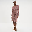 Robe longueur genou fluide col en V marron chocolat femme