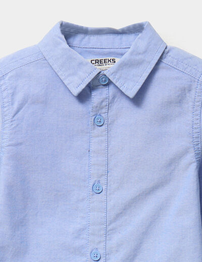 Chemise manches longues coton bleu ciel b&eacute;b&eacute; gar&ccedil;on