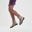 Bottines vernies zippées à lacets gris argent femme