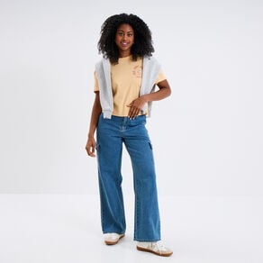 jeans cargo large taille standard creeks denim stone femme Jeans cargo large taille standard Creeks denim stone femme
