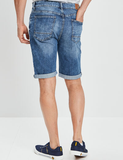 Bermuda stretch droit en jean denim stone homme