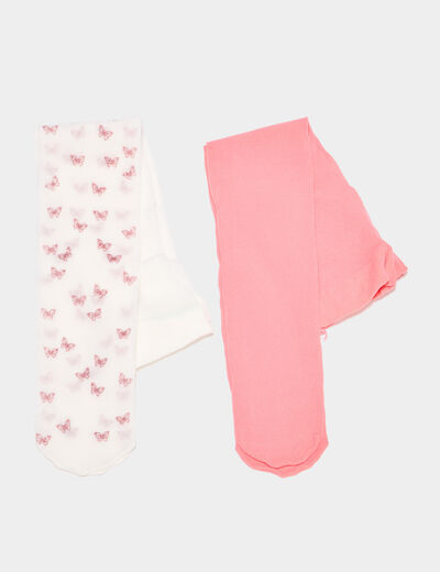 Lot 2 collants 40D orange corail fille