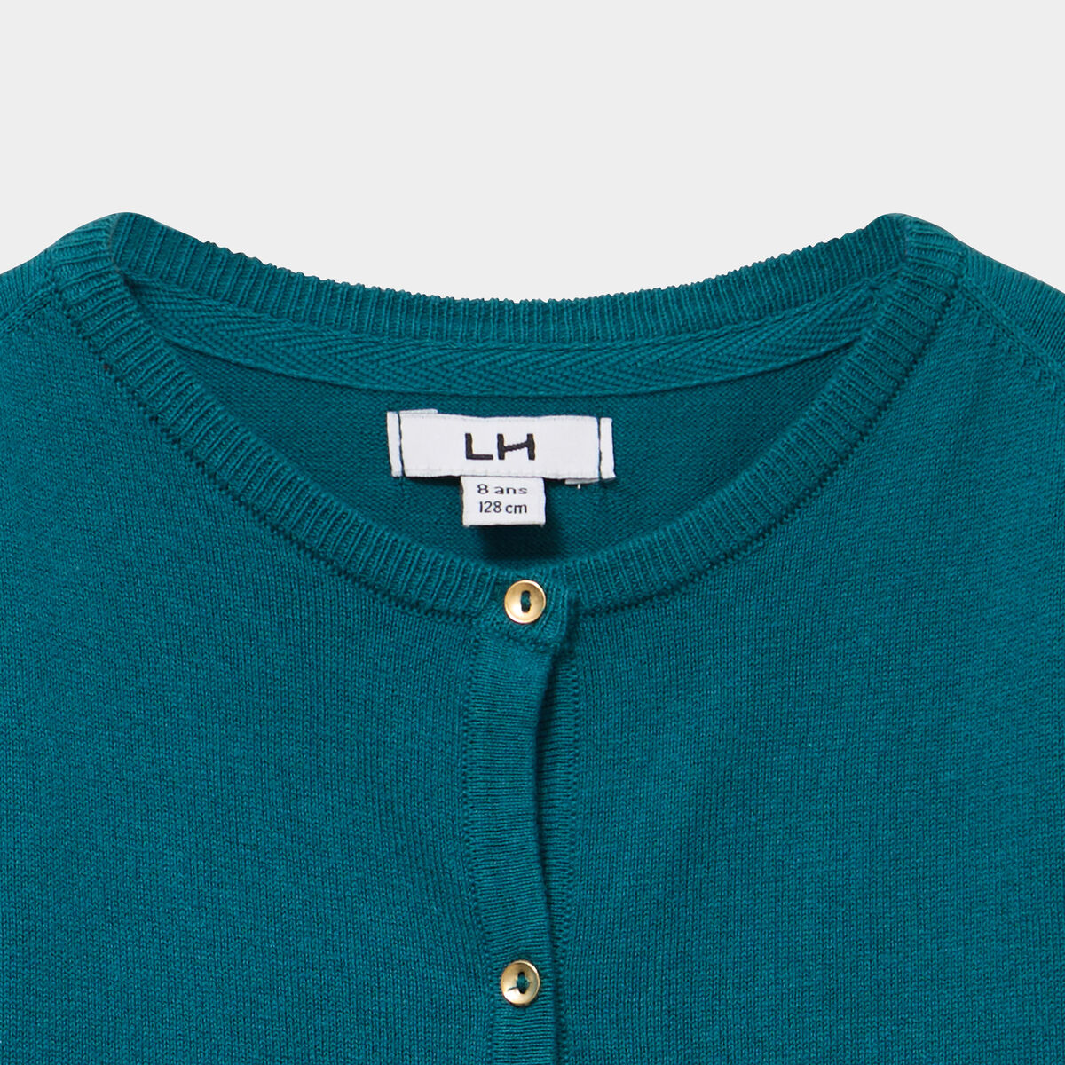 Gilet boutonn&eacute; coton m&eacute;lang&eacute; vert fonc&eacute; fille