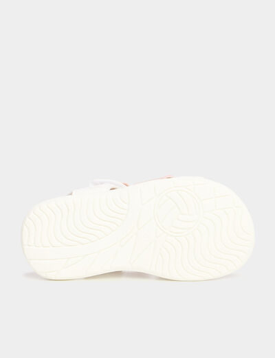 Sandales c&eacute;r&eacute;monie brides fleurs blanc b&eacute;b&eacute; fille