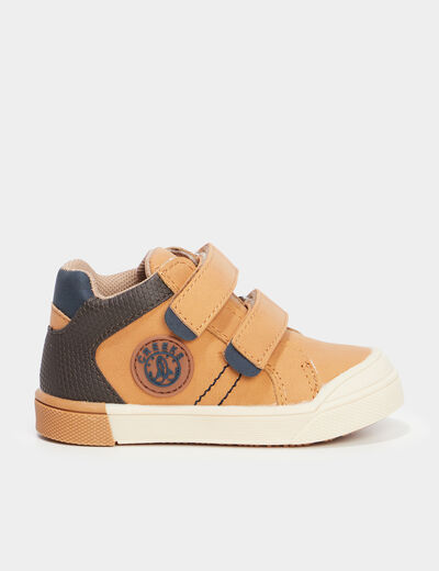 Baskets à scratchs bout rond Creeks camel bébé garçon