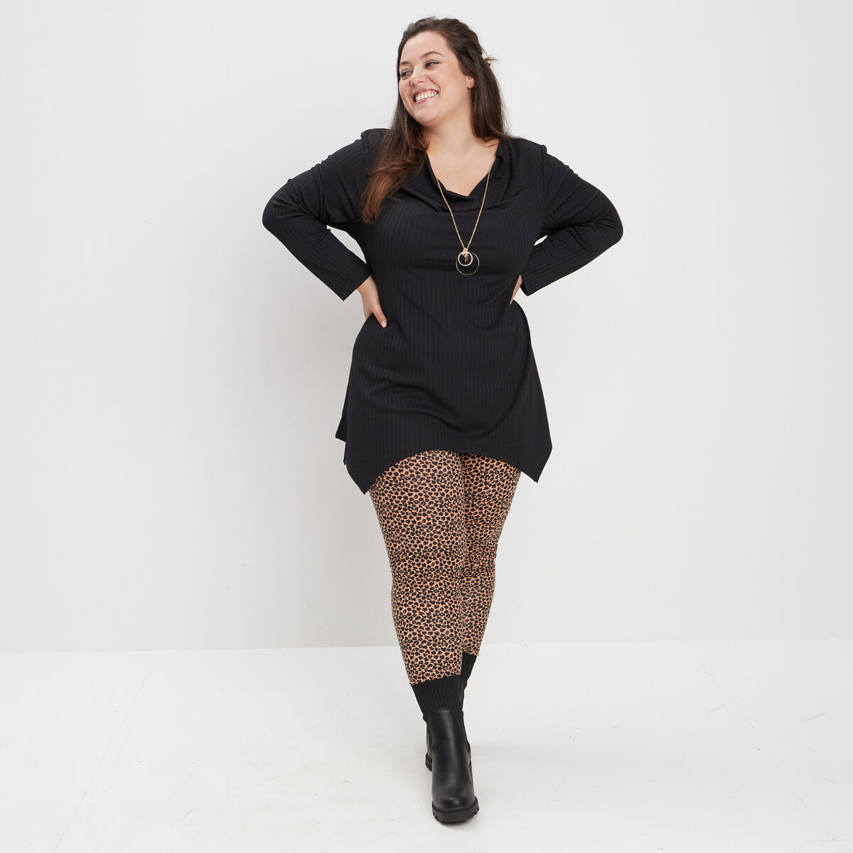 T-shirt manches longues noir femme grande taille