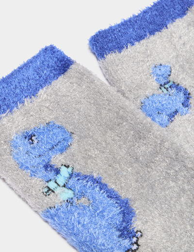 Lot 2 paires chaussettes d'int&eacute;rieur gris gar&ccedil;on