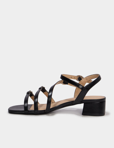 Sandales multibrides &agrave; talons 5 cm noir femme