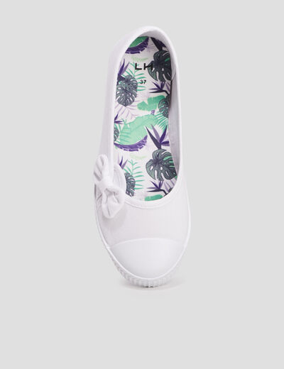 Ballerines en toile avec noeuds blanc femme