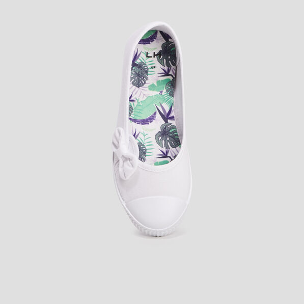 Ballerines en toile avec noeuds blanc femme