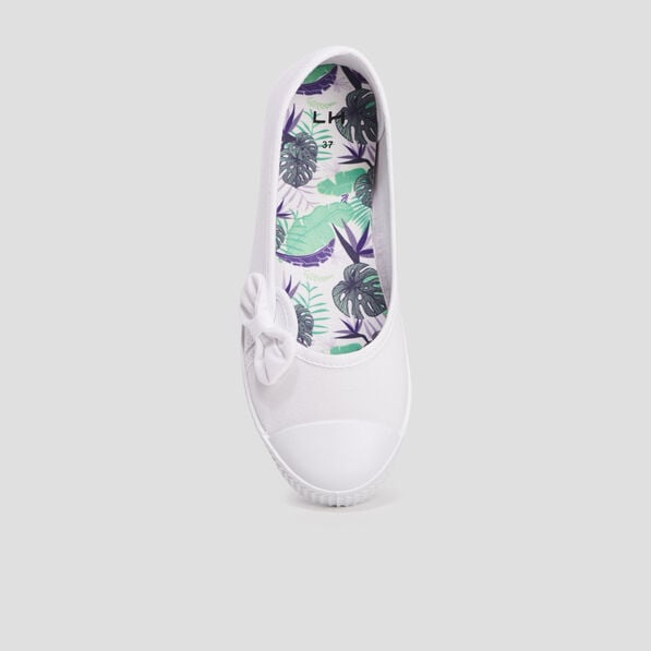 ballerines en toile avec noeuds blanc femme Ballerines en toile avec noeuds blanc femme
