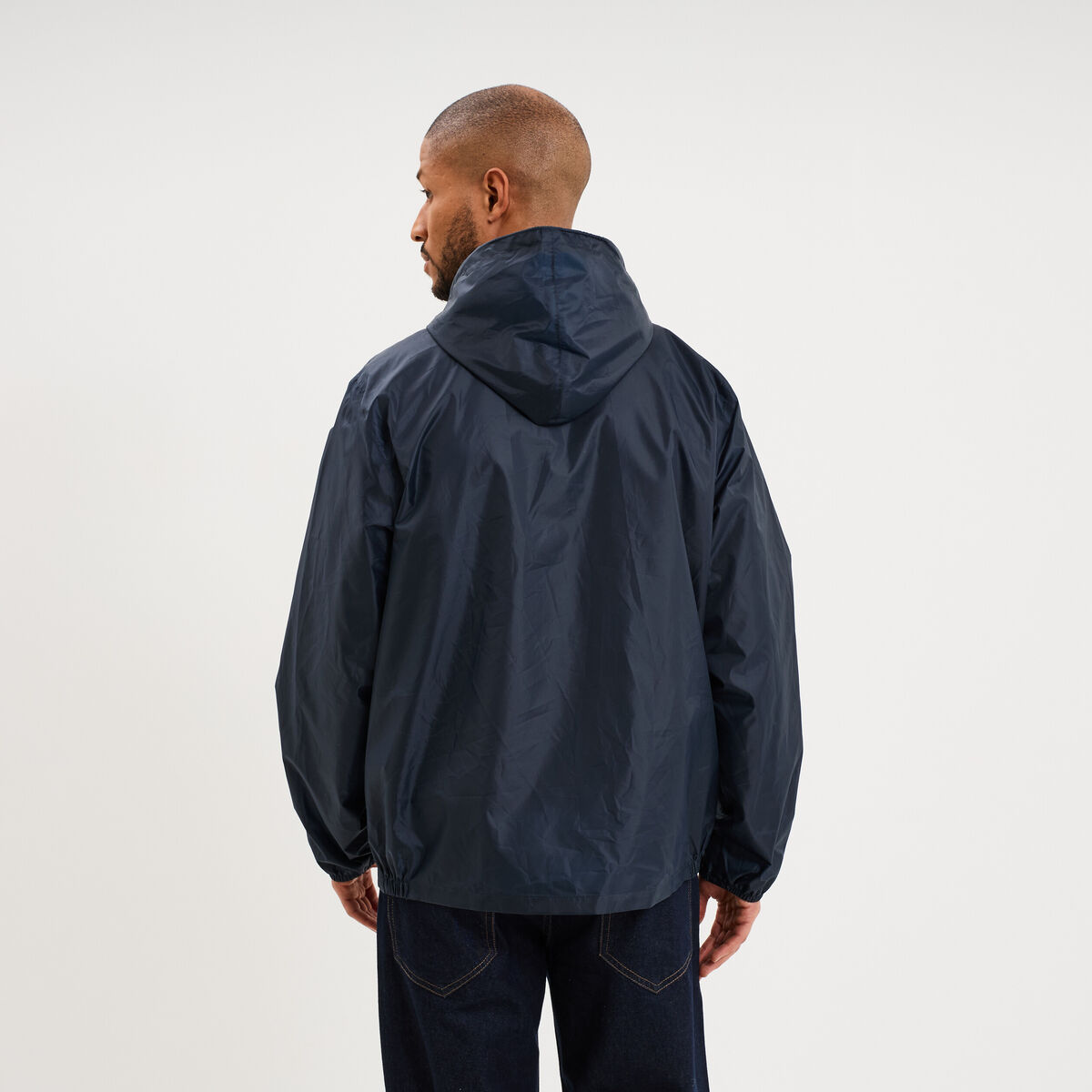 Veste coupe-vent imperm&eacute;able &agrave; capuche bleu marine mixte