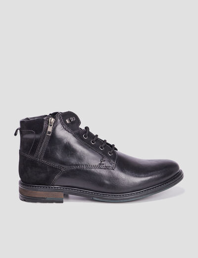 Boots zippées en cuir noir homme