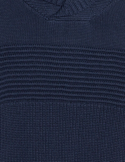 Pull avec col châle bleu marine garçon