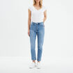 Jeans mom 7/8&egrave;me taille haute coton denim double stone femme