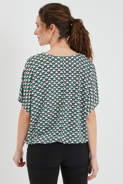 T-shirt col en V bijou Mosquitos vert femme